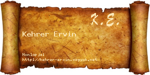 Kehrer Ervin névjegykártya