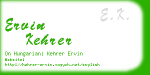 ervin kehrer business card